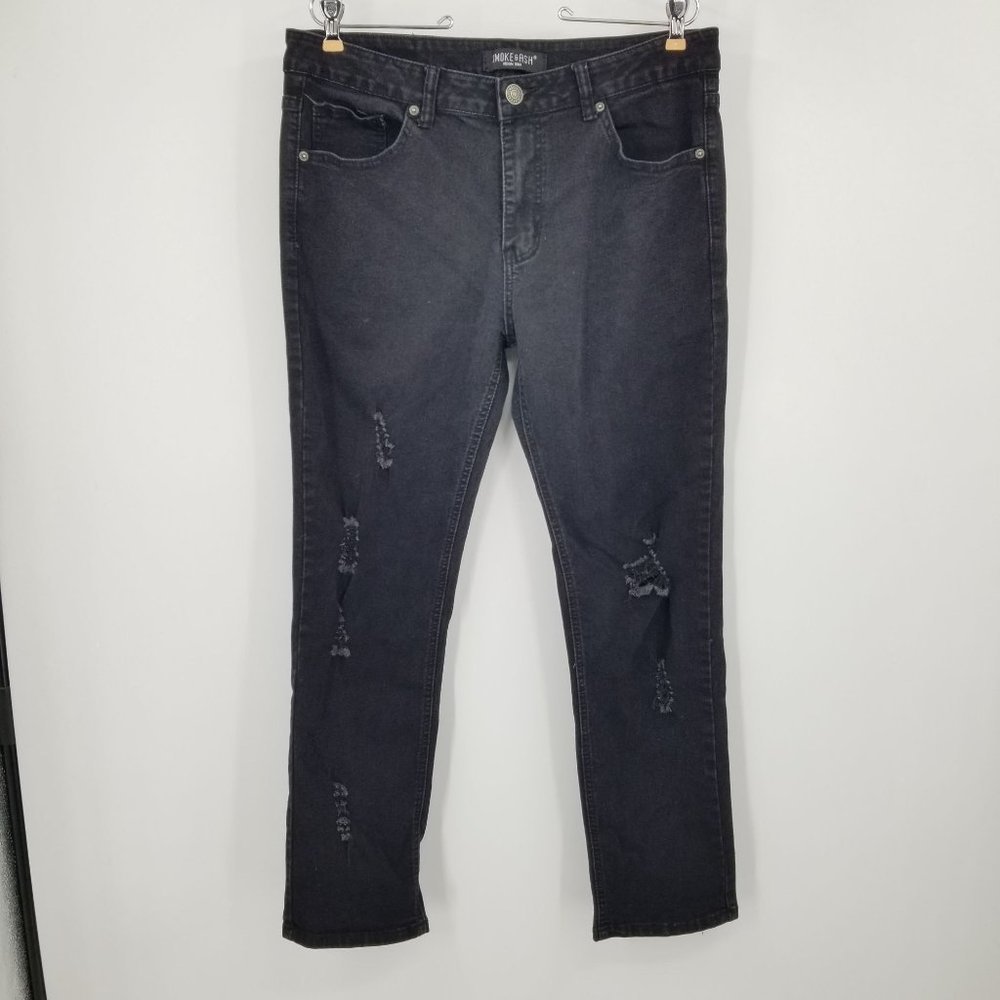 Smoke & Ash Premium‎ Denim Men's Black Distressed Jeans Size 34x30